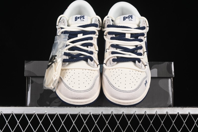 Nike SB Dunk Low BAPE Collaboration - Strap Blue Swoosh Anniversary Customized Low-Top Casual Sneakers SJ2068-298