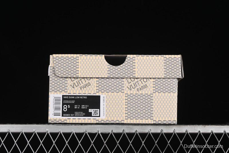Nike SB Dunk Low LV Collaboration - Beige Black Printed Denim Anniversary High-End Custom Low-Top Casual Skate Shoes - XB3802-357