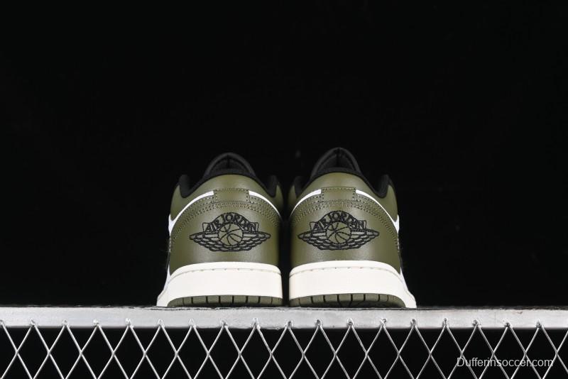 Nike Air Jordan 1 Low "Medium Olive" Casual Sneakers - 553558-092