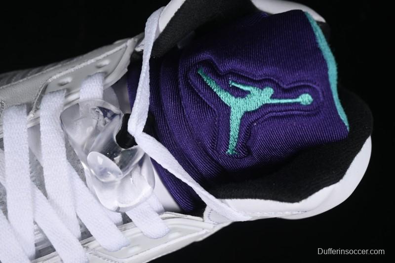 Nike Air Jordan 5 Retro Sneakers in White and Purple Grape Colorway - 136027-108