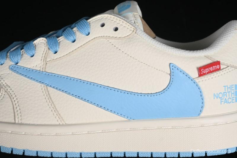 Nike Travis Scott x Fragment Design x Air Jordan 1 Low OG SP AJ1 Supreme North Face Collaboration - DIY1688-002