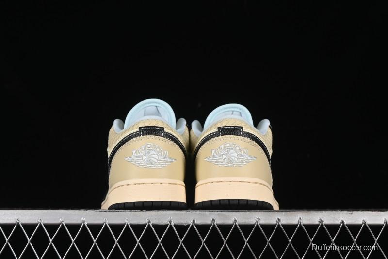 Nike Air Jordan 1 Low "Coconut Milk Black" Casual Basketball Shoes with Contrast Swoosh - HQ3437-101