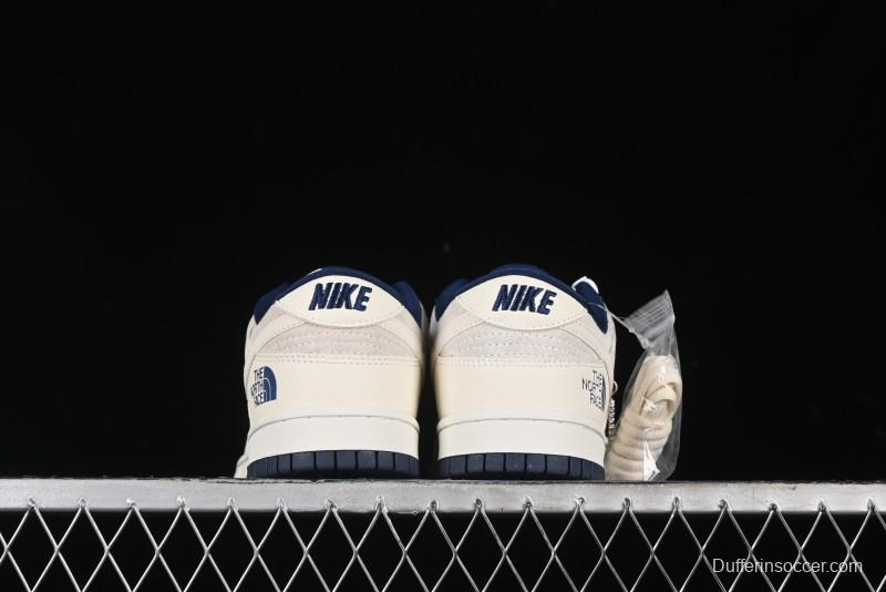 Nike SB Dunk Low The North Face Collaboration - Grey Pigskin White Swoosh Anniversary Custom Low-Top Casual Skate Shoes - KK1333-006