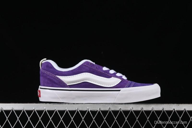 Vans Classics Knu Skool Full-Grain Leather Retro Sneakers with Chunky Silhouette - VN000CS0DRV