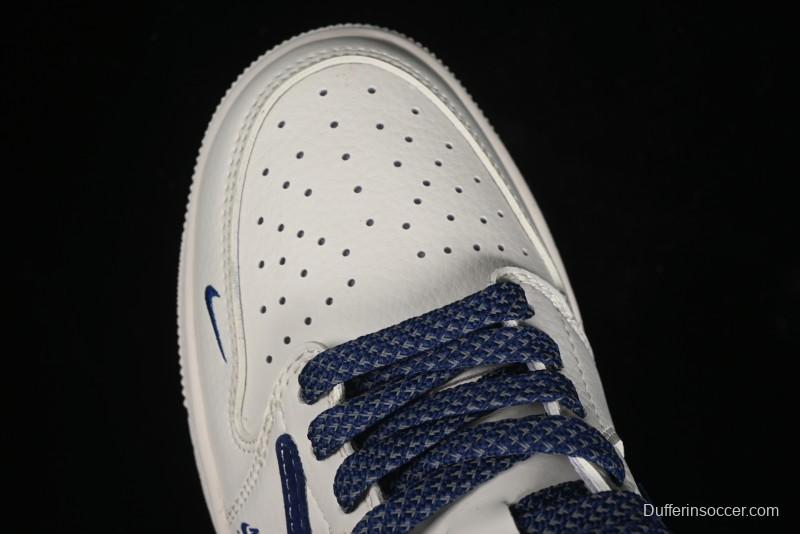 Nike Travis Scott x Fragment Design x Air Jordan 1 Low OG SP AJ1 Supreme Stussy Collaboration - Suede Blue Swoosh Low-Top Casual Sneakers - SJ2068-127