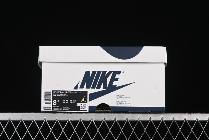 Nike Air Jordan 1 Low OG "Howard University" Casual Sneakers with Blue Toe and Red Heel - HQ2993-100