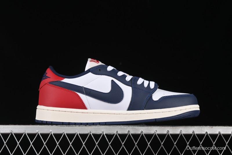 Nike Air Jordan 1 Low OG "Howard University" Casual Sneakers with Blue Toe and Red Heel - HQ2993-100