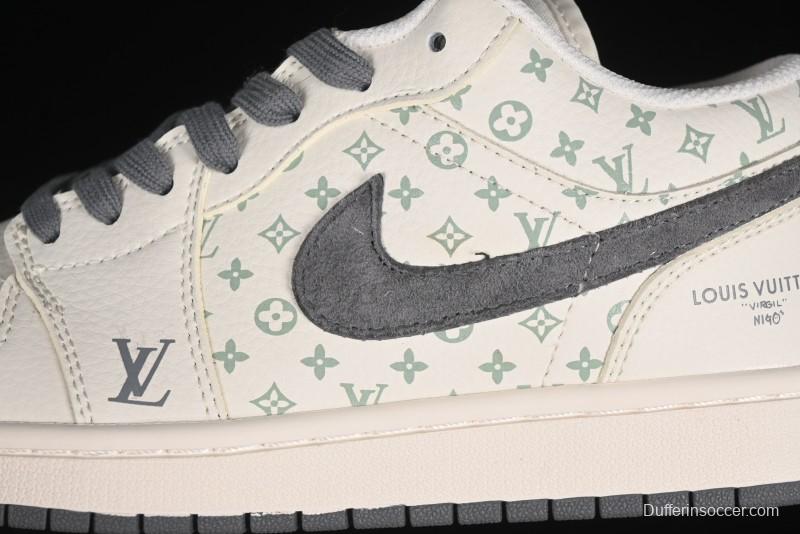 Nike Air Jordan 1 Low LV Collaboration Print Off-White Retro Basketball Shoes - WG8850-010