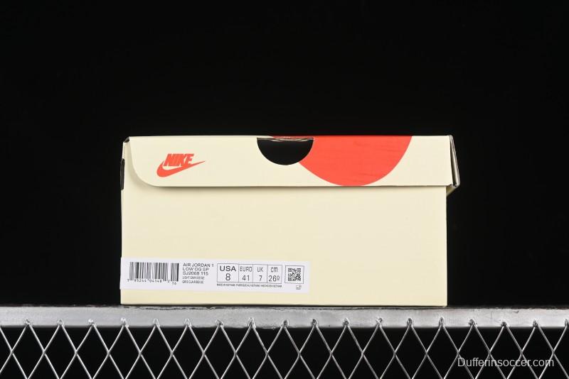 Nike Travis Scott x Fragment Design x Air Jordan 1 Low OG SP AJ1 Retro Sneakers with Reverse Swoosh - SJ2068-115