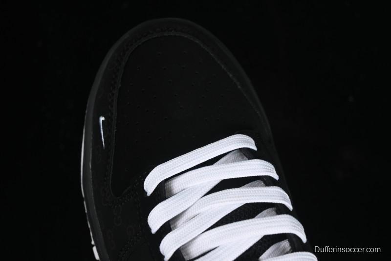 Nike SB Dunk Low Gucci Collaboration Dark Floral Pattern Anniversary Custom Low-Top Casual Sneakers - FC1688-140