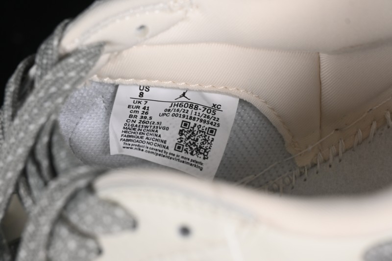Nike Travis Scott x Fragment Design x Air Jordan 1 Low OG SP AJ1 Supreme Collaboration - Light Grey Denim Two-Tone Low-Top Casual Sneakers - JH6088-705