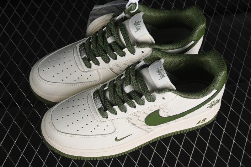 Nike Air Force 1'07 Low Stussy Collaboration - White Mint Green Low-Top Casual Sneakers - XZ3328-003