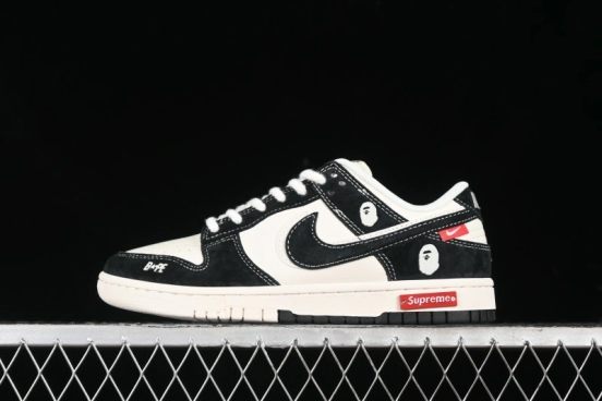 Nike SB Dunk Low Supreme x Bape Collaboration Anniversary Edition Custom Low-Top Casual Sneakers - SJ1089-018