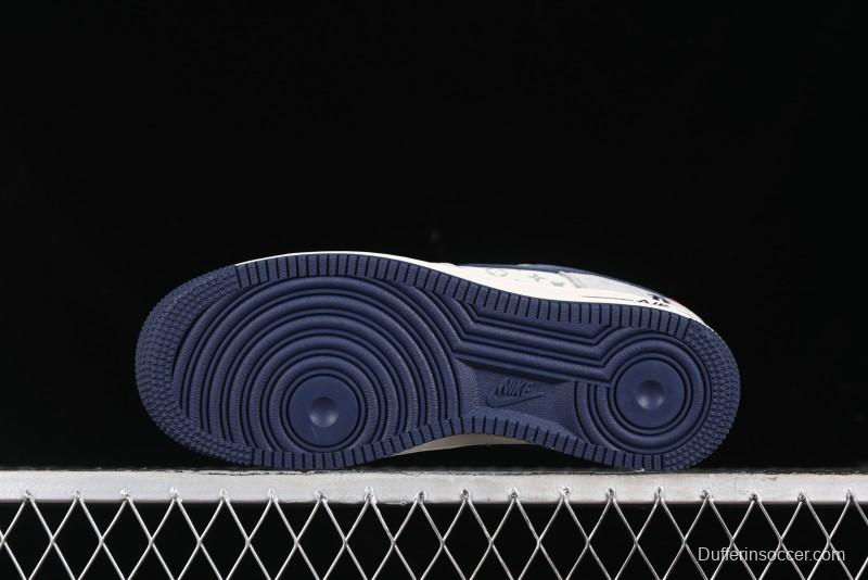 Nike Air Force 1 '07 Low Violent Bear Collaboration - Grey Blue Print Low-Top Casual Sneakers - SJ9188-001