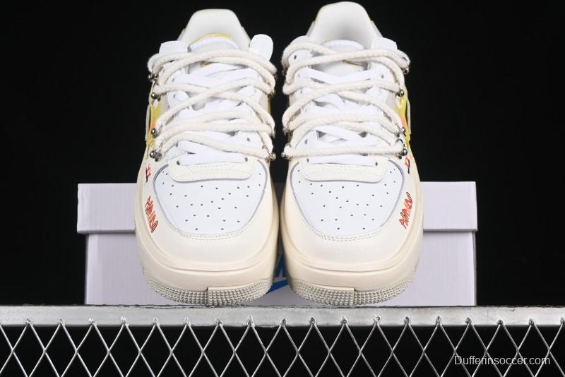 Nike Air Force 1 Fontanka Custom Graffiti Low-Top Casual Sneakers with Deconstructed Dual Laces - DV6984-001