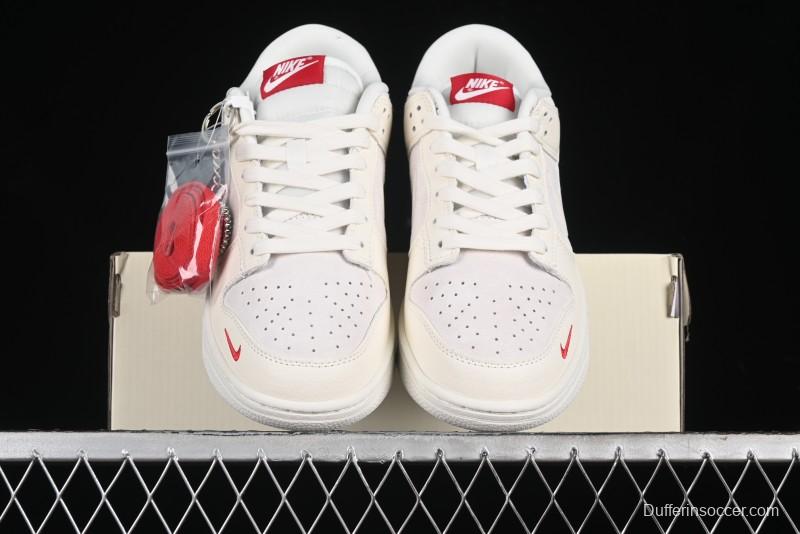 Nike SB Dunk Low Comme des Garçons Collaboration - Pigskin White Swoosh Anniversary Custom Low-Top Casual Skate Shoes - KK1333-004
