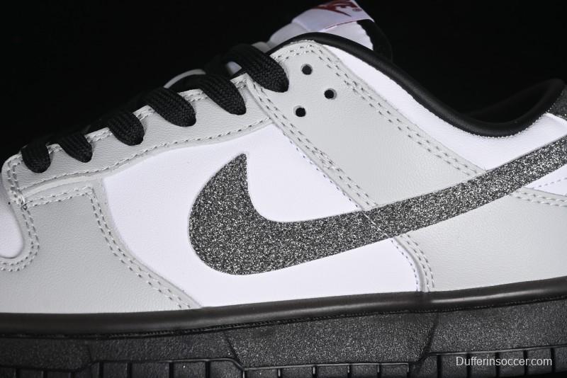 Nike Dunk Low "Glitter Swoosh" Light Silver SB Low-Top Casual Skate Shoes - HQ3462-191