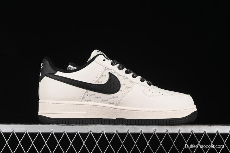 Nike Air Force 1 '07 Low Stussy Collaboration - White Black Low-Top Casual Sneakers - XZ3328-001