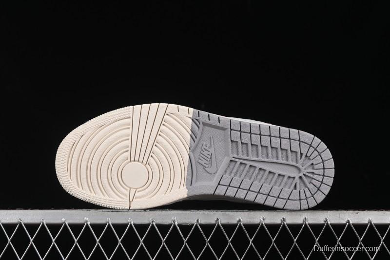 Nike Air Jordan 1 Low Stussy Collaboration - Light Bone Grey Dual-Tone Premium Custom Retro Basketball Shoes - SJ9950-045