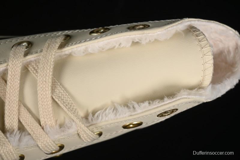 Converse Chuck 1970s Winter Waterproof Leather High-Top Sneakers with Gold Eyelets and Fleece Lining - A12443C