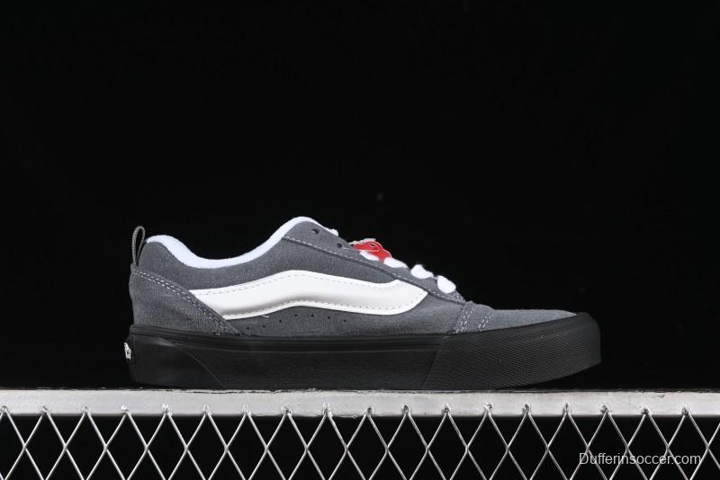 Vans Knu Skool Dark Grey Black Sole Versatile Casual Slip-Resistant Cushioned Platform Sneakers - VN000D22PWT