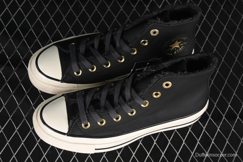 Converse Chuck 1970s Winter Waterproof Leather High-Top Sneakers with Gold Eyelets and Fleece Lining - A12444C