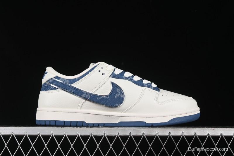 Nike SB Dunk Low LV Collaboration - Light Blue Denim Hook Anniversary High-End Custom Low-Top Casual Skate Shoes - JH8310-955