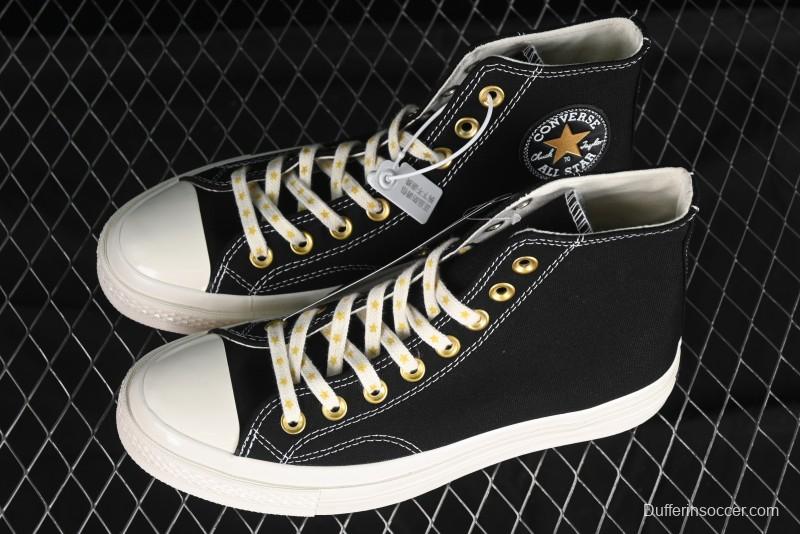 Converse Chuck 1970s High-Top Sneakers with Gold Star Accents and Classic Black & White Design - A12462C