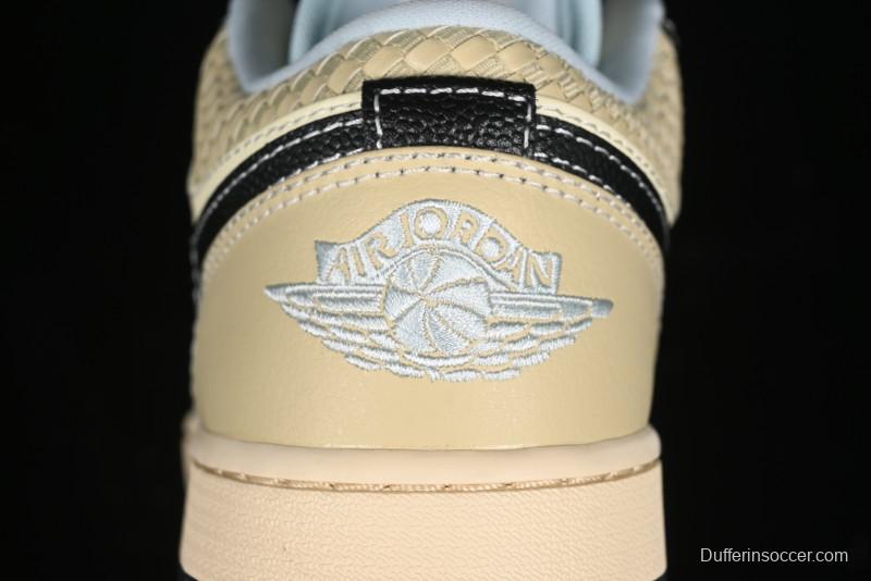 Nike Air Jordan 1 Low "Coconut Milk Black" Casual Basketball Shoes with Contrast Swoosh - HQ3437-101