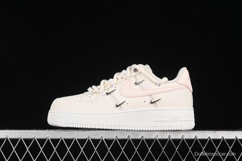 Nike Air Force 1 '07 Low Pink Deconstructed Swoosh Casual Sneakers - FC8110-181