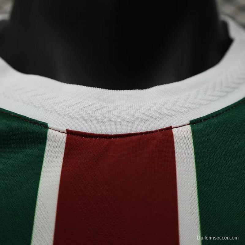 Player Version 25/26 Fluminense Green and Burgundy Vertical Striped with White Trim Jersey