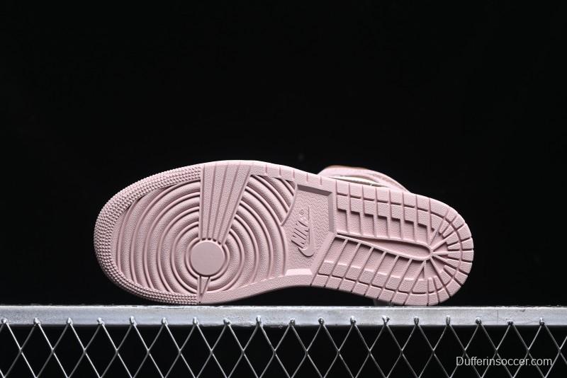 Nike Air Jordan 1 Mid AJ1 Basketball Shoes in Khaki Pink - BQ6472-620