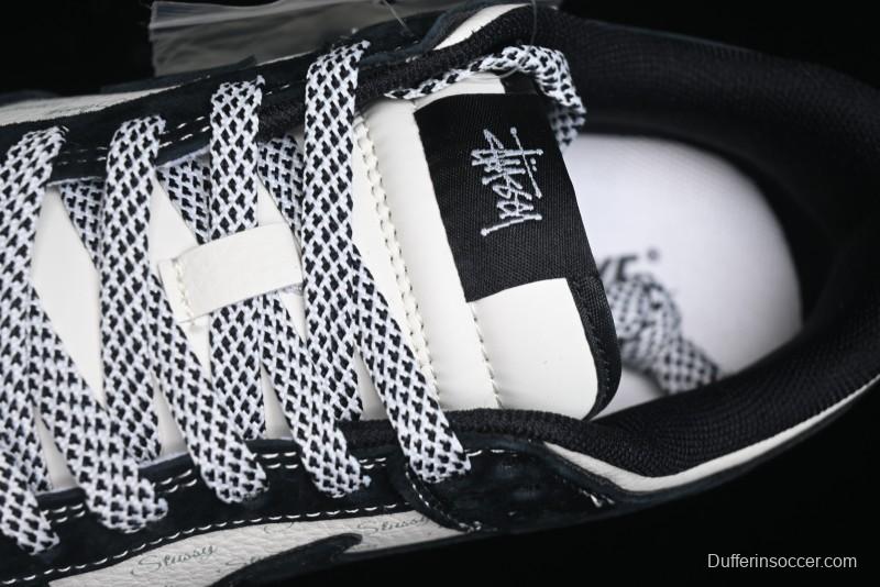 Nike SB Dunk Low Stussy Triple Collaboration - Patchwork Black Swoosh Anniversary Custom Low-Top Casual Skate Shoes - YX5066-222