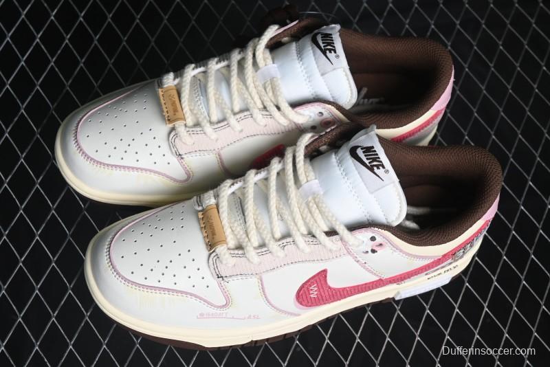 Nike Dunk Low Retro Casual Sneakers in Brown and Sail with Panda Mischief Skyline Theme - DD1503-124