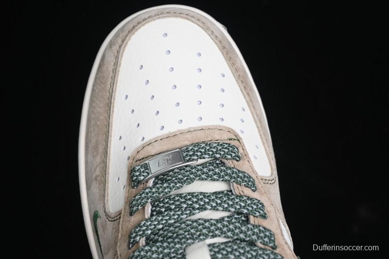 Nike Air Force 1 '07 Low Stussy Collaboration Light Brown Green Low-Top Casual Sneakers - XZ6188-666