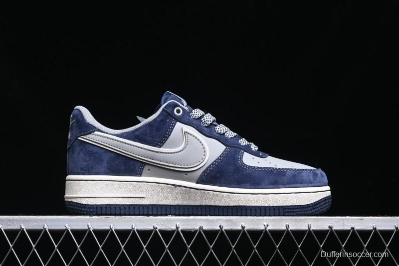Nike Air Force 1 '07 Low Stussy Collaboration - Grey Blue Suede Low-Top Casual Sneakers - SJ6698-007
