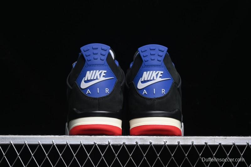 Nike Air Jordan 4 Retro Basketball Shoes with Black-Grey-Blue Color Blocking - FV5029-003