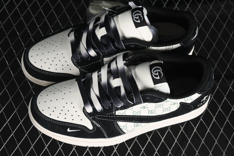 Nike Travis Scott x Fragment Design x Air Jordan 1 Low OG SP AJ1 Gucci Collaboration - Black Dragonfly Low-top Casual Sneakers - SJ2068-139