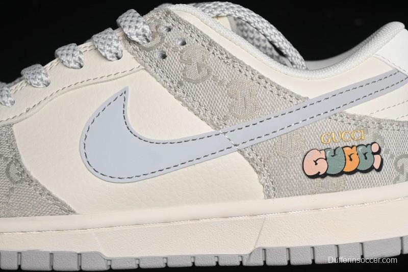 Nike SB Dunk Low Gucci Collaboration - Smoke Grey Sole Anniversary High-End Custom Low-Top Casual Skate Shoes - XX2025-802