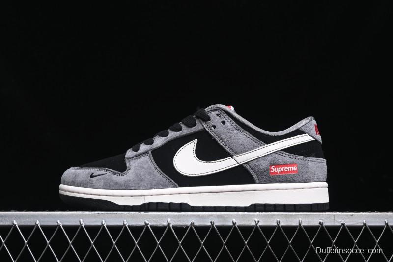 Nike SB Dunk Low Supreme Collaboration - Carbon Black Grey Pig Anniversary High-End Custom Low-Top Casual Skate Shoes - XX3186-206