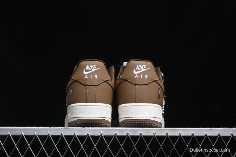 Nike Air Force 1 '07 Low Bape Collaboration - Brown Violent Bear Casual Sneakers - DF0188-013