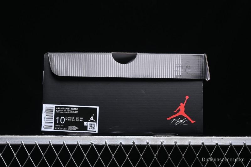 Nike Air Jordan 4 Retro Basketball Shoes with Black-Grey-Blue Color Blocking - FV5029-003