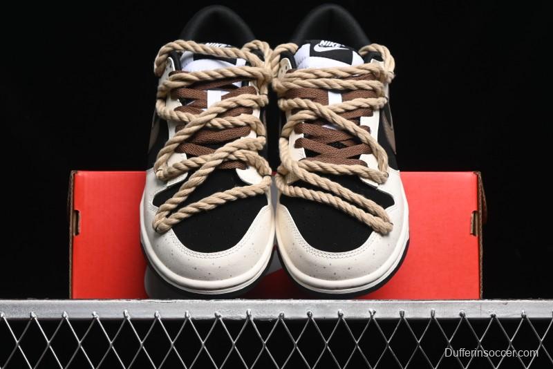Nike Dunk Low Retro Casual Sneakers with Little Panda and Dopamine Mocha Design - DD1391-100