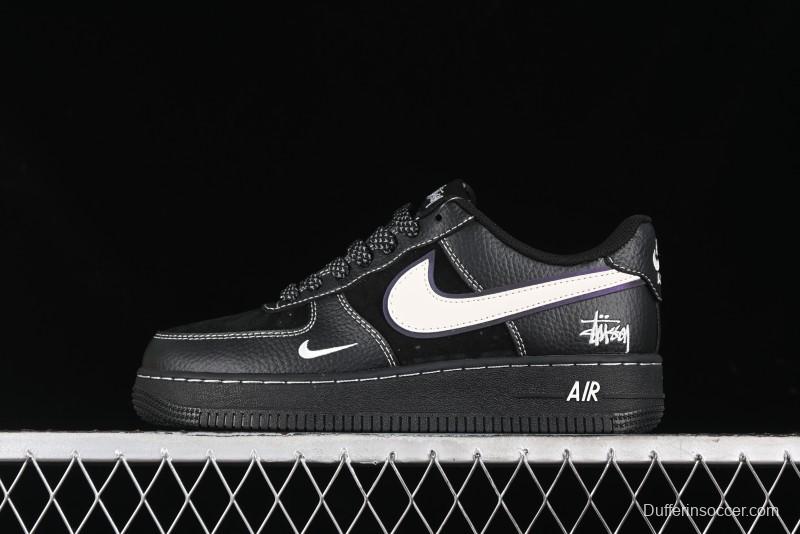 Nike Air Force 1 '07 Low Stussy Collaboration - Samurai Black Low-Top Casual Sneakers - XZ6188-969