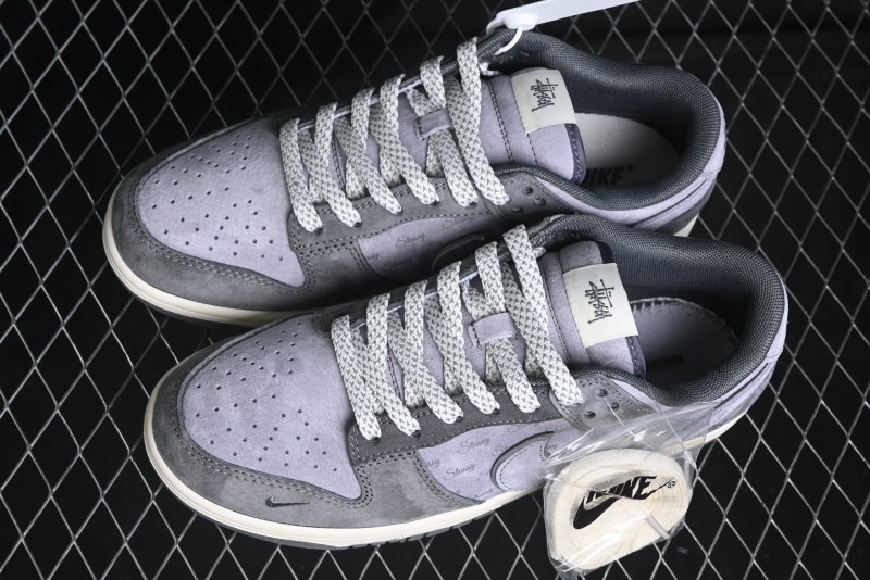 Nike SB Dunk Low Stussy Collaboration - Granite Grey Anniversary Custom Low-Top Casual Skate Shoes - XS1086-008