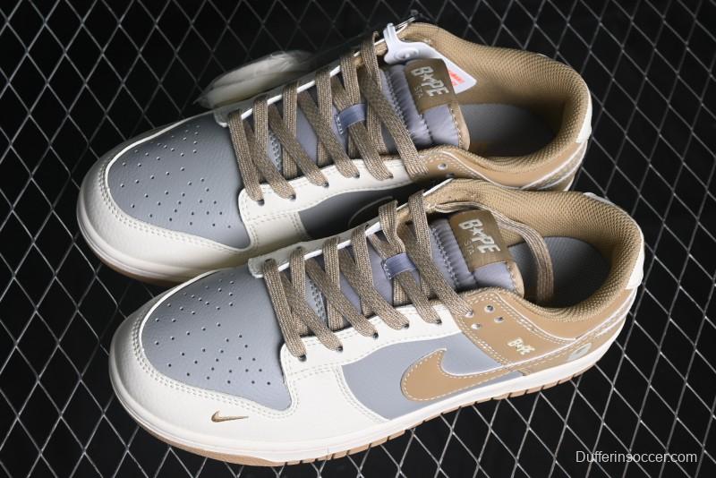 Nike SB Dunk Low BAPE Collaboration - Beige Grey Brown Anniversary Customized Low-Top Casual Sneakers - BB8969-006