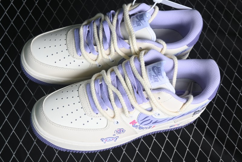 Nike Air Force 1 Low Kuromi Casual Sneakers with Lace-Up Design - BD7701-220