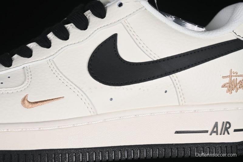 Nike Air Force 1 '07 Low Stussy Collaboration Rose Gold Embroidery Low-Top Casual Sneakers - XZ6188-720