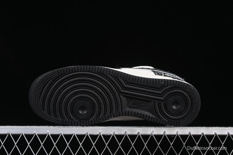 Nike Air Force 1 '07 Low Dior Collaboration Black Pattern Drawstring Casual Sneakers - SJ1198-106