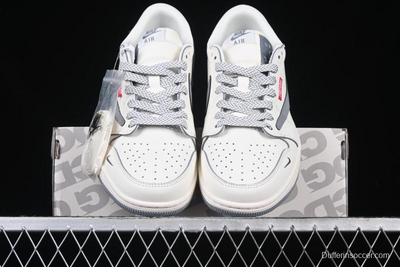 Nike Travis Scott x Fragment Design x Air Jordan 1 Low OG SP AJ1 Retro Sneakers with Unique Collaboration Details - XZ5158-002